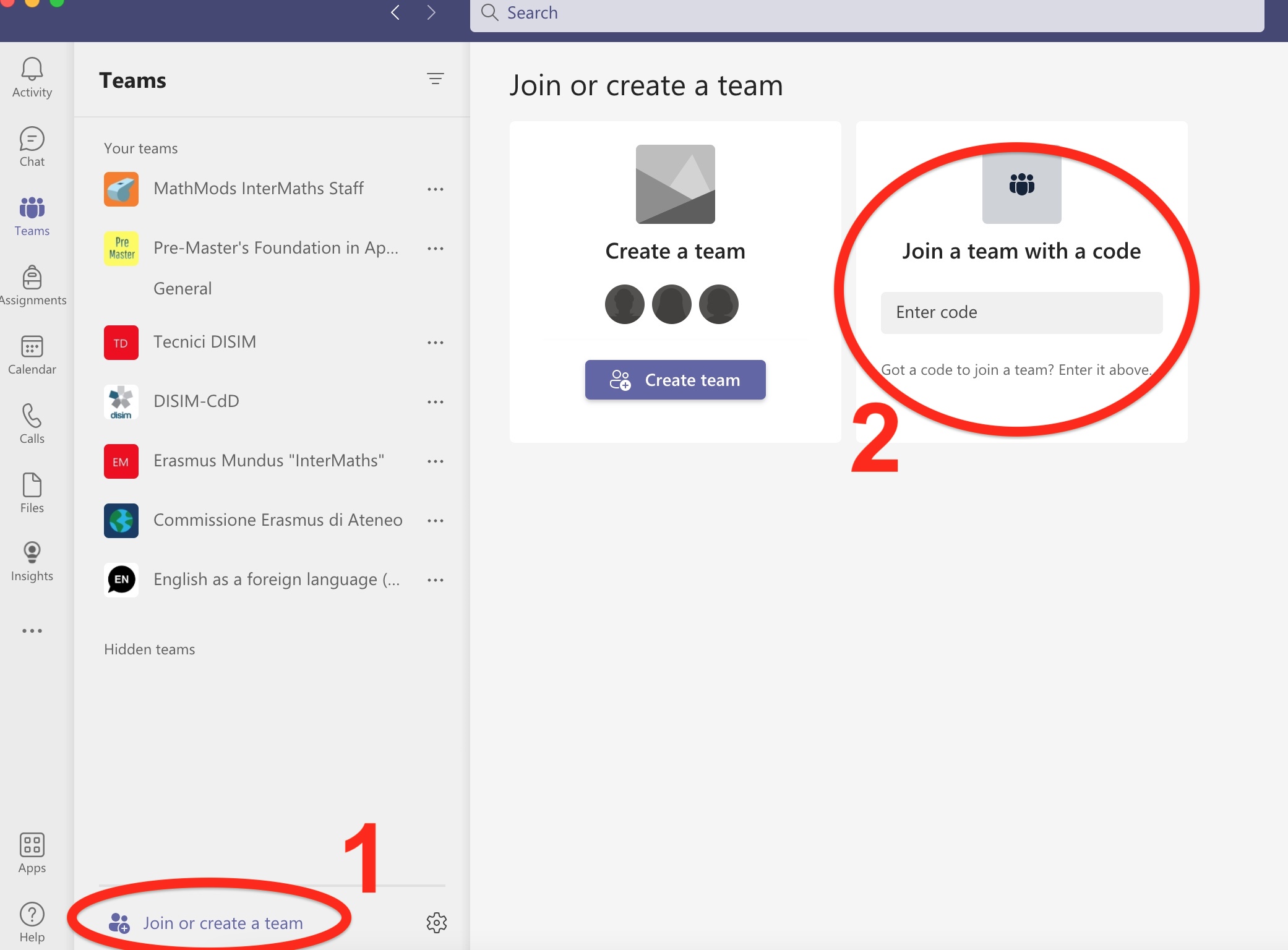 Join Team via code